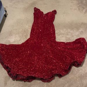 Red Sequin Prom Dress